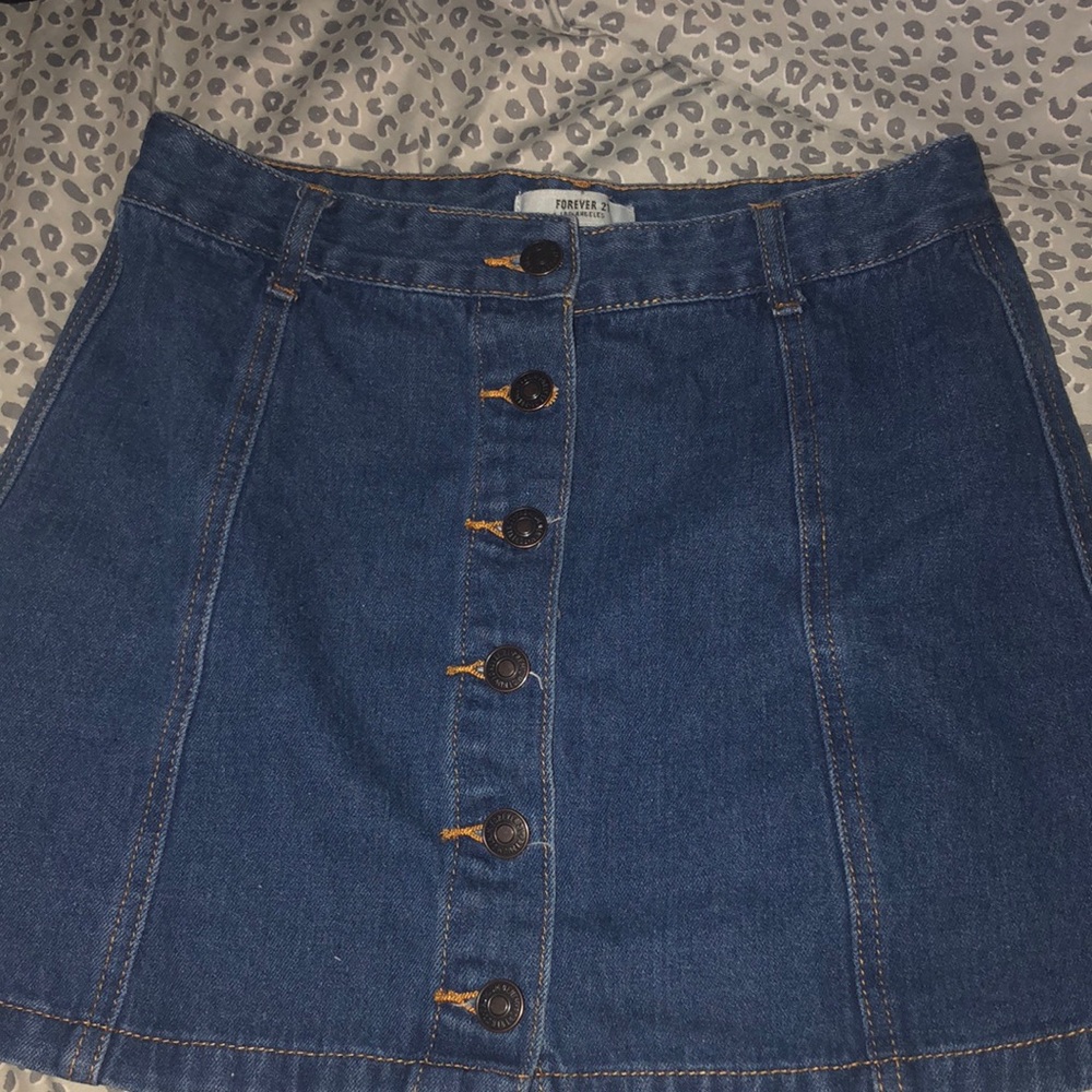 forever 21 button up denim skirt